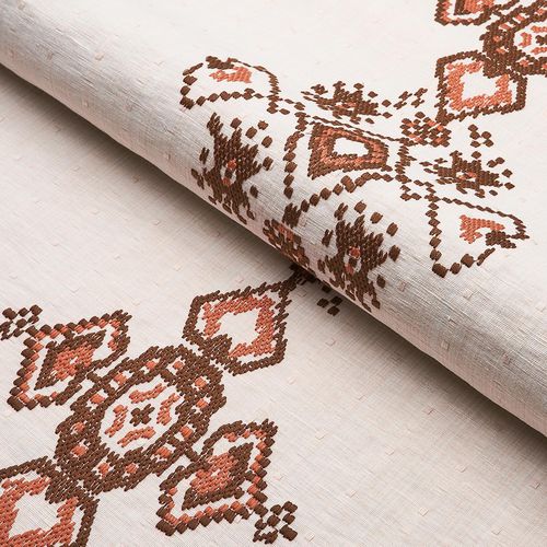 Обивочная ткань - NADIRA EMBROIDERY - F. SCHUMACHER & CO. - c геометрическим рисунком / из полиэстера / из хлопка