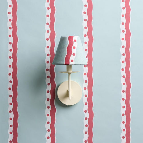 Современный обои - ROUSSEAU STRIPE  - F. SCHUMACHER & CO. - с рисунком / имитация ткани / синий