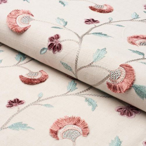 Обивочная ткань - IYLA EMBROIDERY  - F. SCHUMACHER & CO. - для штор / в цветочек / из льна