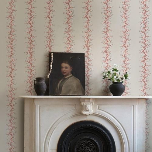 Современный обои - CORAL STRIPE   - F. SCHUMACHER & CO. - из нетканых материалов / природный мотив / в полоску