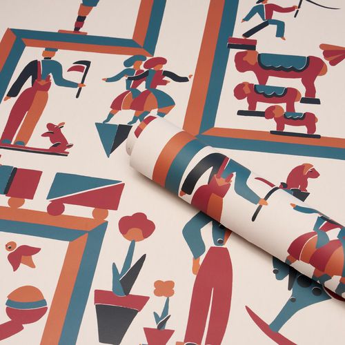 Современный обои - VALLY CIRCUS   - F. SCHUMACHER & CO. - из нетканых материалов / с рисунком / имитация ткани