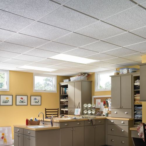 Подвесной потолок из гипса - CLASSIC FINE TEXTURED - Armstrong ceilings - USA - из минерального волокна / из плит / для гостиной