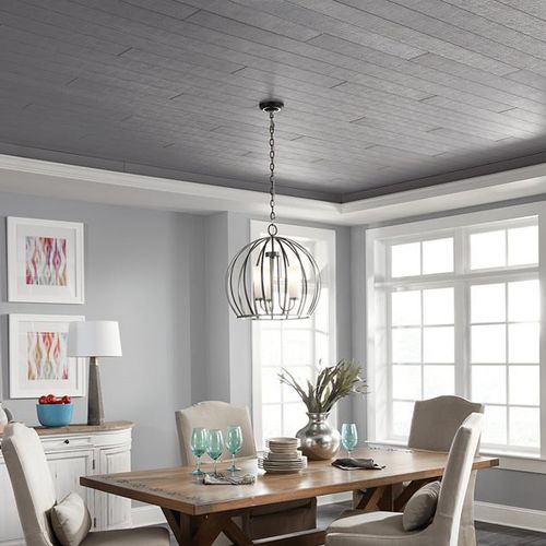 Подвесной потолок из гипса - WOODHAVEN WOVEN CHARCOAL - Armstrong ceilings - USA - из МДФ / из реек / для столовой