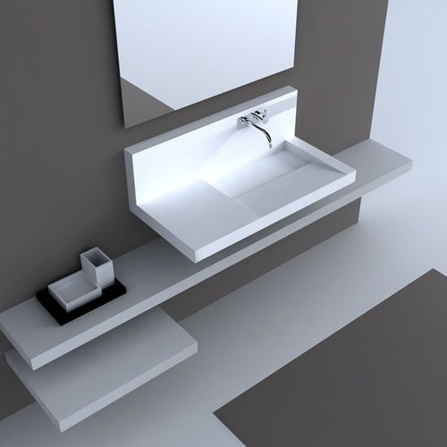 Подвесная раковина - PAMPLONA - Rapsel International Srl - из Corian® / с регулируемым зеркалом / прямоугольная