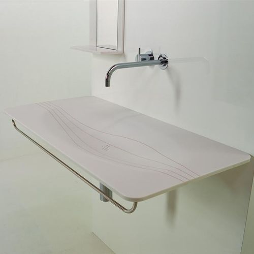 Подвесная раковина - TATOO - Rapsel International Srl - из Corian® / с регулируемым зеркалом / прямоугольная