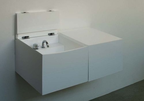 Подвесная тумба под умывальник - ELLE - Rapsel International Srl - из Corian® / современная / лакированная