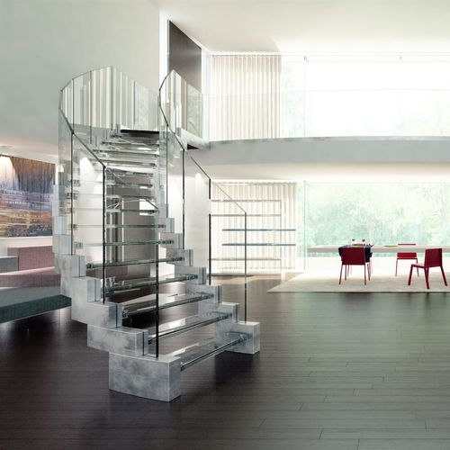 Спиральная лестница - COBRA GLASS - Siller Stairs - со стеклянными ступеньками / металлическая конструкция / для бытового использования