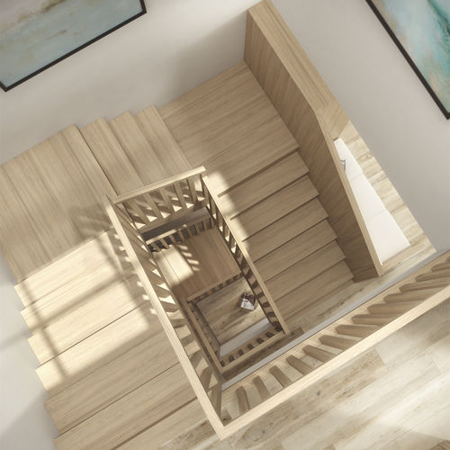 Лестница с поворотом на 180° - COUNTRY HOUSE - Siller Stairs - со ступеньками из дуба / деревянная конструкция / для бытового использования