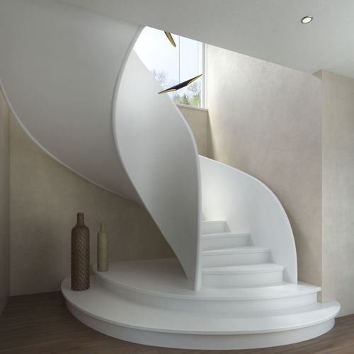 Спиральная лестница - TORNADO CORIAN - Siller Stairs - со ступеньками из композита / для бытового использования / современная