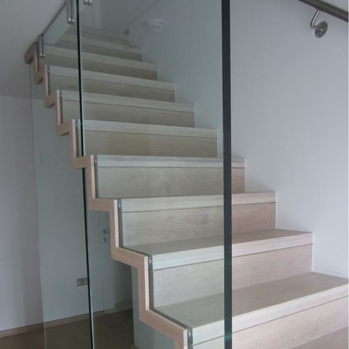 Прямая лестница - ZIGZAG SLIM - Siller Stairs - со ступеньками из дуба / стеклянная конструкция / для бытового использования