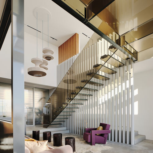 Прямая лестница - MISTRAL BRONZE - Siller Stairs - со стеклянными ступеньками / стеклянная конструкция / для бытового использования