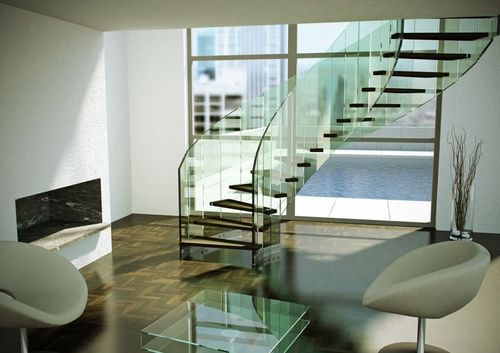 Винтовая лестница - FLY GLASS - Siller Stairs - с деревянными ступеньками / металлическая конструкция / современная