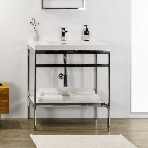 Подставка для умывальника из нержавеющей стали - CONSOLE METRO - WETSTYLE - из стекла
