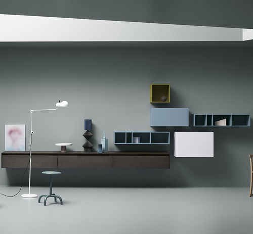 Современная стенка для гостиной - BOX 01 - md house - из лакированной древесины