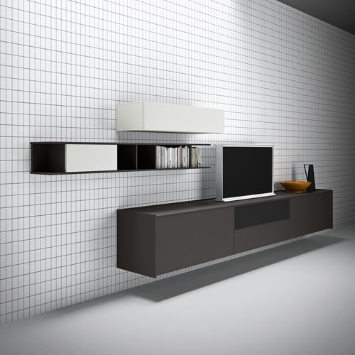Современный настенный комплект для ТВ - MAXIMA 01 - md house - из лакированной древесины