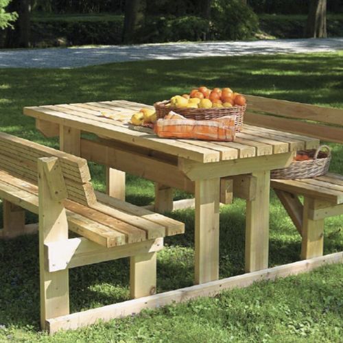 Стол для пикника для сада - SET WOOD - Calzolari - современный / из сосны / с основанием из сосны