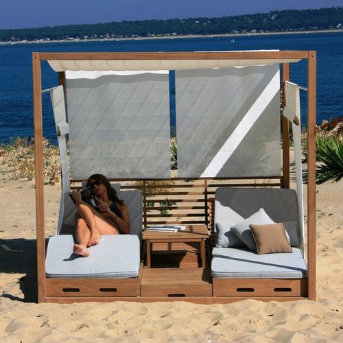 Тент из тикового дерева - CUBE - La Hutte - из нержавеющей стали / из Batyline® / листовая крыша