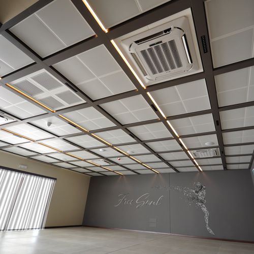 Подвесной потолок из алюминия - ENIGMA SYNCRO | COFFERED - Atena spa - из стали / из панелей / для интерьера
