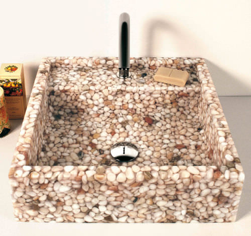Настольная раковина - BASIN 1 - Effepimarmi - из Riverstone® / квадратная / современная