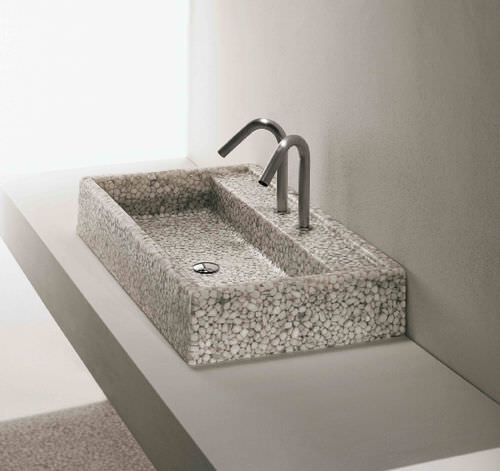 Настольная раковина - BASIN 2 - Effepimarmi - из Riverstone® / прямоугольная / современная