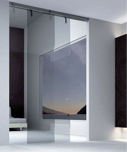 Дверная система скольжения - MINIMAL 2-WAYS V-6200 - METALGLAS - для стеклянной двери