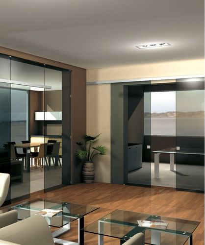 Дверная система скольжения - EVOLUTION V-5100 V-5150 - METALGLAS - для стеклянной двери
