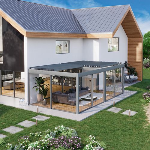 Пергола пристроенная к зданию - OSKURA UNICA - Sunroom S.p.A. - из стекла / с солнцезащитной системой / биоклиматическая