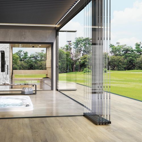 Система скольжения из алюминия - TUTTOVETRO FLOOR - Sunroom S.p.A. - для стеклянной двери / настенная / складная