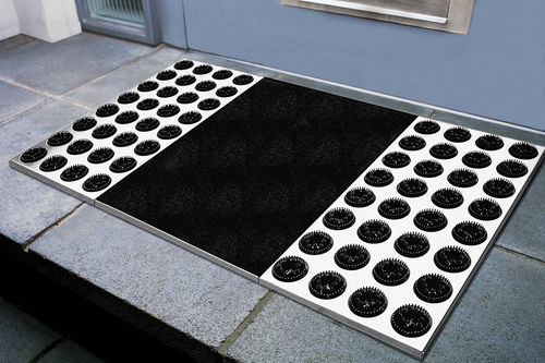 Входной мат для бытового использования - FEET-BACK 2 - RADIUS DESIGN - из нержавеющей стали / из пластика / с щеткой