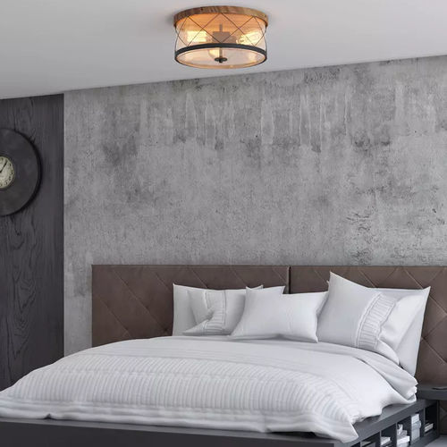 Современный потолочный светильник - GLENWILLOW - GE Lighting - круглый / из металла / дерево