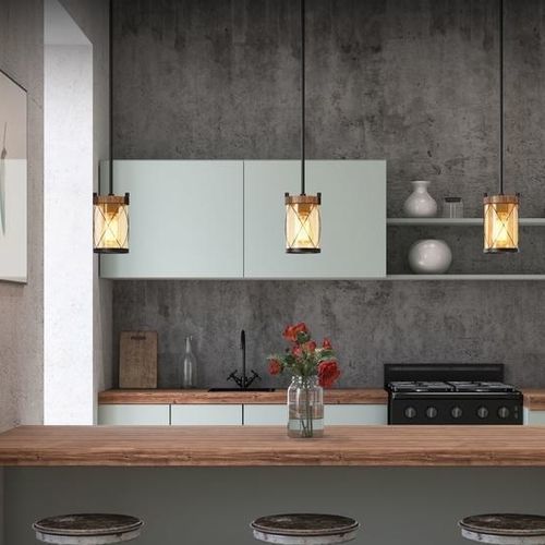 Подвесная лампа - GLENWILLOW - GE Lighting - из металла / из стекла / дерево