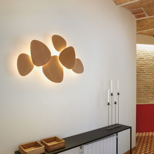 Современный настенный светильник - TRIA SET 6 - BOVER Barcelona - для интерьера / из дуба / фиксированный