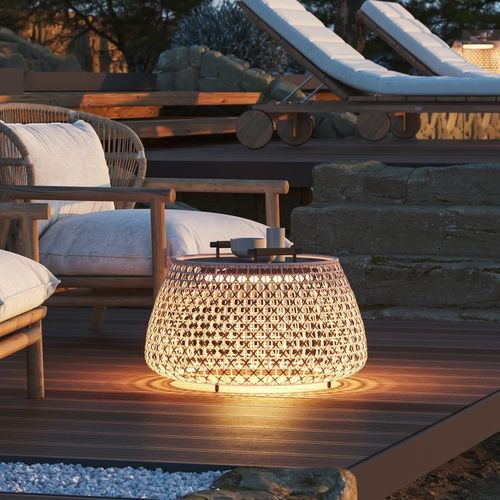 Современный вспомогательный столик - Nans Bag/38 - BOVER Barcelona - из тикового дерева / из алюминия / из нержавеющей стали