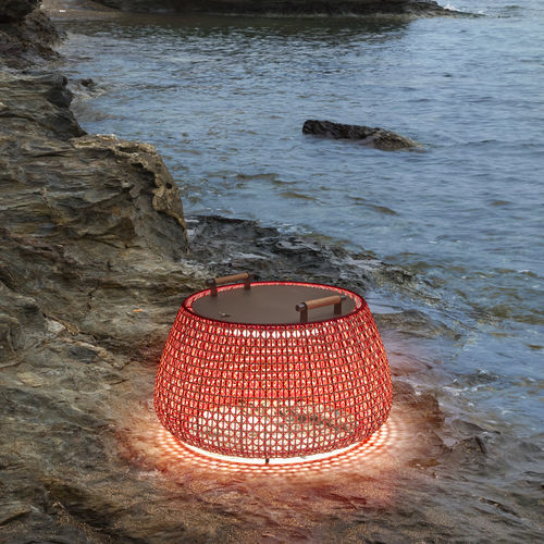 Современный вспомогательный столик - Nans Bag/38/R - BOVER Barcelona - из тикового дерева / из алюминия / из нержавеющей стали
