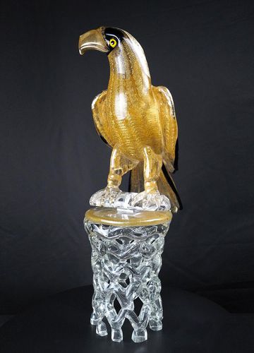 Скульптура из муранского стекла - HAWK  - Arte di Murano - из золота / ручной работы / Сделано в Италии