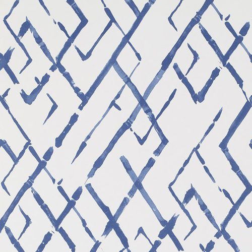 Современный обои - PAGODA AND PALMS : FRETWORK - JIM THOMPSON - с рисунком / серый / синий