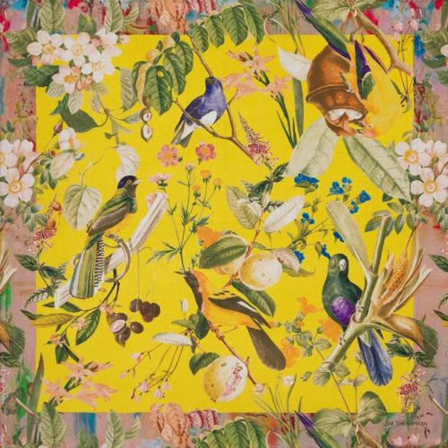 Столовая салфетка из ткани - SONGBIRD SILK - JIM THOMPSON - рисунок с животными / в цветочек / бытового применения