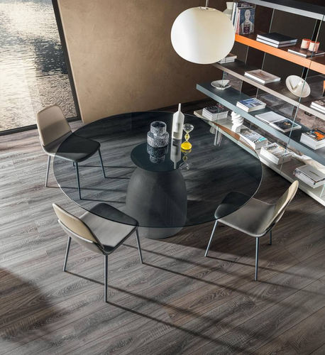 Современный стол - Janeiro - LAGO - дерево / из стекла / с основанием из бетона
