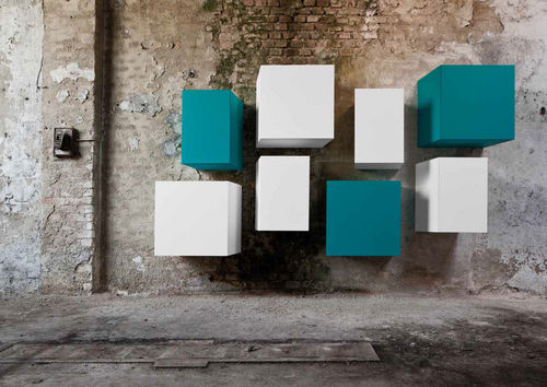 Настенный стеллаж - CUBE - minottiitalia - уникальный дизайн / из дерева / из лакированной древесины