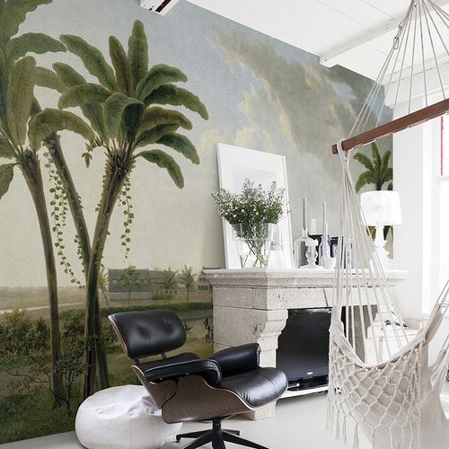 Классический обои - MURALES 8001 COFFEE PLANTATION - BIANCHI LECCO SRL - из нетканых материалов / природный мотив / имитация ткани