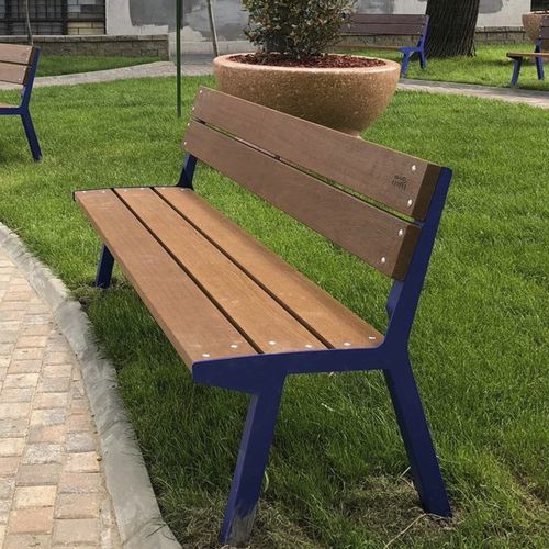 Современная общественная скамейка - NOALE – W – TW - CITY DESIGN - из гальванизированной стали / из дерева / со спинкой