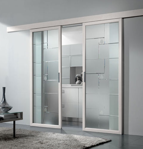 Дверь для интерьера - DEDALO - CRISTAL PORTE D'ARREDO - из дерева / раздвижная / застекленная