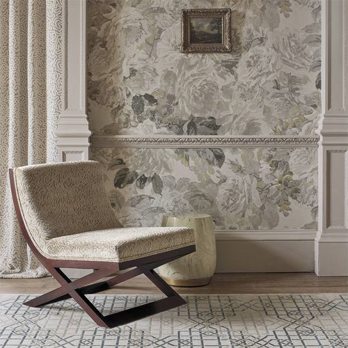 Современный обои - ROSE ABSOLUTE  - Zoffany - в цветочек / имитация ткани / серый