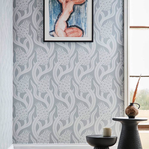 Современный обои - PERSIAN TULIP - Zoffany - в цветочек / имитация ткани / белый