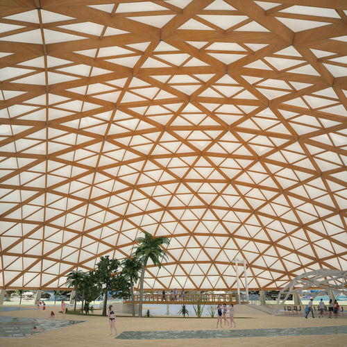Деревянный каркас деревянный ламинат - SPACEWOOD DOME - WOOD SYSTEM INTERNATIONAL SRL - стропильная ферма / для навеса / для общественных мест