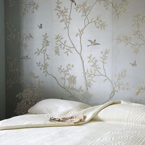 Классический обои - CHINESE WINTER GARDEN - Misha wallcoverings - из шелка / в цветочек / с китайскими мотивами