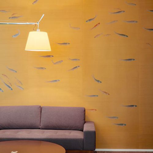 Восточный обои - FISH - Misha wallcoverings - из шелка / с рисунком животных / имитация обоев