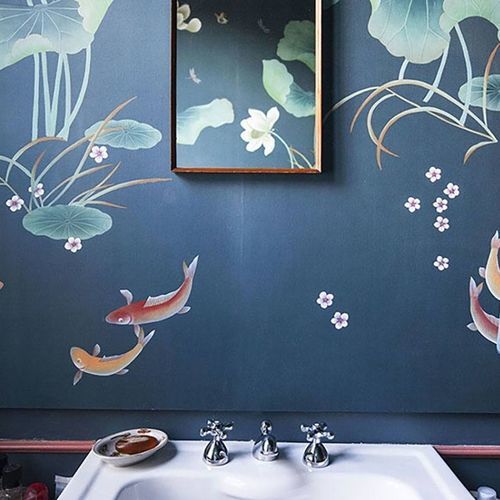 Восточный обои - POND - Misha wallcoverings - из шелка / в цветочек / с китайскими мотивами