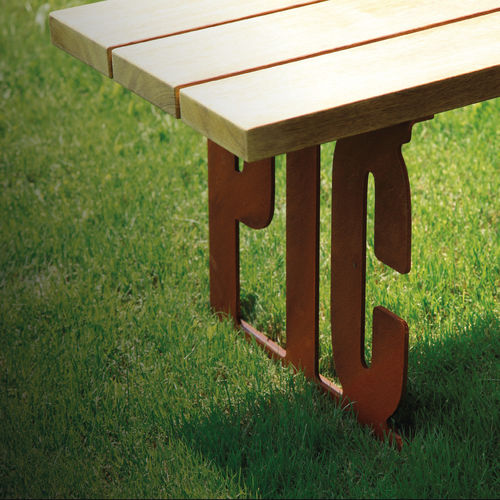Современный комплект стол-лавки - PIC NIC - METALCO - из стального листа / из цельной древесины / из окрашенной стали