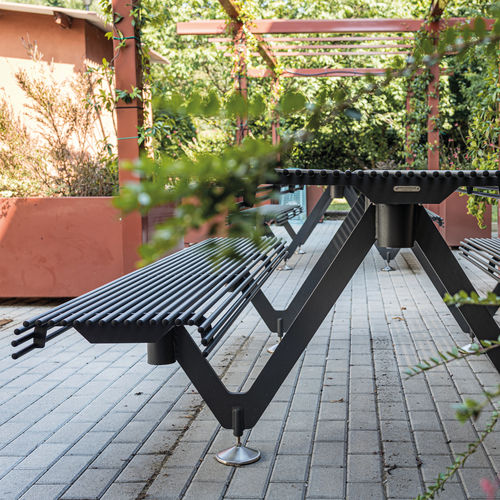 Современный стол для пикника - AIR – A - METALCO - из окрашенной стали / с основанием из стального листа / прямоугольный